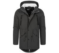 Indicode Herren INBenicio Parka mit gefütterter Kapuze & Teddyfell-Futter | Winterjacke Winterparka Männer Raven, XXL