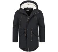 Indicode Herren INBenicio Parka mit gefütterter Kapuze & Teddyfell-Futter | Winterjacke Winterparka Männer Black, S