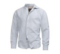 Indicode Herren INBran Sommer-Hemd aus Baumwoll-Leinen Mischung | Herrenhemd für Männer Sky Way, XL