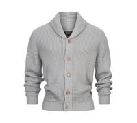 Indicode Herren INBrandox Strickjacke mit Schalkragen und Knopfleiste | Fein-Strick Cardigan für Männer Lt Grey, L