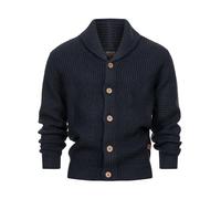 Indicode Herren INBrandox Strickjacke mit Schalkragen und Knopfleiste | Fein-Strick Cardigan für Männer Navy, M