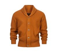 Indicode Herren INBrandox Strickjacke mit Schalkragen und Knopfleiste | Fein-Strick Cardigan für Männer Caramel, M