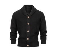 Indicode Herren INBrandox Strickjacke mit Schalkragen und Knopfleiste | Fein-Strick Cardigan für Männer Black, XL