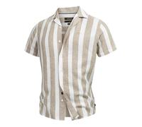 Indicode Herren INBravida Leinenhemd Kurzarm-Hemd mit Button-Down-Kragen | Herrenhemd Sommerhemd für Männer Covert Green, M