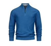 Indicode Herren INBull Strickpullover aus 100% Baumwolle mit Zip-Kragen | Pullover für Männer China Blue Mix, M