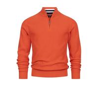 Indicode Herren INBull Strickpullover aus 100% Baumwolle mit Zip-Kragen | Pullover für Männer Orange Mix, M