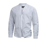 Indicode Herren INCari Sommer-Hemd gestreift aus Baumwolle | Herrenhemd für Männer Copen Blue, M