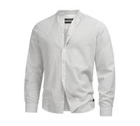 Indicode Herren INCari Sommer-Hemd gestreift aus Baumwolle | Herrenhemd für Männer Covert Green, L