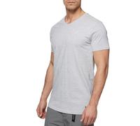 Indicode Herren INClever T-Shirt mit V-Ausschnitt aus 100% Baumwolle | Herrenshirt Sommershirt Männer Lt Grey Mix, M