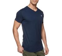 Indicode Herren INClever T-Shirt mit V-Ausschnitt aus 100% Baumwolle | Herrenshirt Sommershirt Männer Navy S