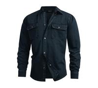 Indicode Herren INCooplon Jeans-Hemd aus 100% Baumwolle mit Brust-Taschen | Klassisches Jeanshemd für Business und Freizeit, Herrenhemd, Oberhemd, Freizeithemd, Denimhemd, Langarmhemd für Männer