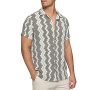 Indicode Herren INCosby Kurzarmhemd mit Button-Down-Kragen | Herrenhemd gestreift Kurzarm Hemd Army Mix, M