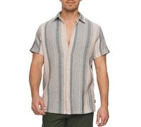 Indicode Herren INCosby Kurzarmhemd mit Button-Down-Kragen | Herrenhemd gestreift Kurzarm Hemd Army Stripe, L