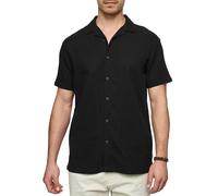 Indicode Herren INCosby Kurzarmhemd mit Button-Down-Kragen | Herrenhemd gestreift Kurzarm Hemd Black, XL