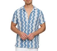 Indicode Herren INCosby Kurzarmhemd mit Button-Down-Kragen | Herrenhemd gestreift Kurzarm Hemd Blue, L