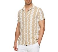 Indicode Herren INCosby Kurzarmhemd mit Button-Down-Kragen | Herrenhemd gestreift Kurzarm Hemd White, S