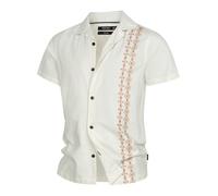 Indicode Hemd Kurzarm Herren Regular Fit Leinen weiß, M