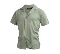 Indicode Herren INCrepe Kurzarmhemd aus 100% Baumwolle | Herrenhemd Kurzarm für Männer Slate Gray, L