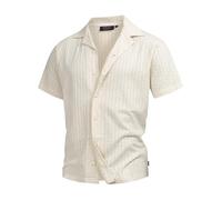 Indicode Herren INCrepe Kurzarmhemd aus 100% Baumwolle | Herrenhemd Kurzarm für Männer Vanilla Ice, XL