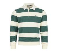 Indicode Herren INDinaro gestreiftes Langarmshirt aus 100% Baumwolle | Polokragen Streifenshirt für Männer Jungle Green, XXL