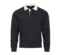 Indicode Herren INDisnar Sweatshirt aus 100% Baumwolle mit Polokragen | Herrenshirt Longsleeve Shirt Männer Black, M