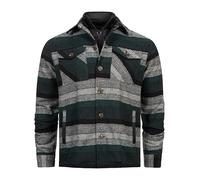 Indicode Herren INDjango karierte Holzfäller-Jacke | Übergangsjacke mit herausnehmbarem Inlay für Männer Castor Gray, L