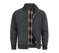 Indicode Herren INFilion Strickjacke mit Stehkragen und Reißverschluss | Cardigan für Männer Black Mix, XL