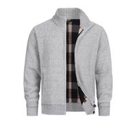 Indicode Herren INFilion Strickjacke mit Stehkragen und Reißverschluss | Cardigan für Männer Grey Mix, XXL