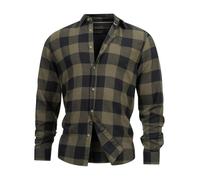 Indicode Herren INGilman Hemd kariert mit Kent-Kragen aus Baumwollmischung | Herrenhemd Männerhemd Army, XL