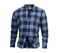 Indicode Herren INGilman Hemd kariert mit Kent-Kragen aus Baumwollmischung | Herrenhemd Männerhemd China Blue, S