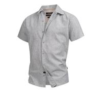 Indicode Herren INGiulionus Kurzarm-Hemd aus Baumwoll-Leinen Mischung | Herrenhemd Männerhemd Dk Denim, XL