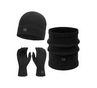 Indicode Herren INGjert Winter-Set Mütze, Schal & Handschuhe | Wintermütze Winterschal Black, OS