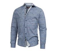 Indicode Herren INGrazz Hemd Gemustert aus 98% Baumwolle | Herrenhemd für Männer Navy S