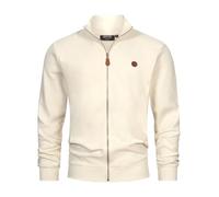 Indicode Herren INGuadalupe Strickjacke aus Baumwolle | Sweater mit RIPP-Bündchen Pullover für Männer White Asparagus, M