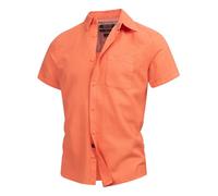 Indicode Herren INGunther Kurzarm-Hemd mit Brusttasche | Herrenhemd Männerhemd Flamingo, S