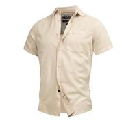 Indicode Herren INGunther Kurzarm-Hemd mit Brusttasche | Herrenhemd Männerhemd Fog, L