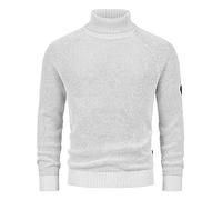 Indicode Herren INHarlan Fein-Strickpullover aus Baumwolle mit Rollkragen und RIPP-Bündchen Ecru Mix, XXL