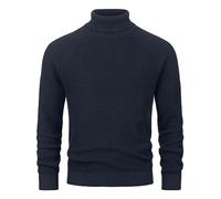 Indicode Herren INHarlan Fein-Strickpullover aus Baumwolle mit Rollkragen und RIPP-Bündchen Navy XL