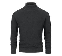 Indicode Herren INHarlan Fein-Strickpullover aus Baumwolle mit Rollkragen und RIPP-Bündchen Raven, XXL