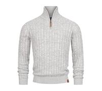 Indicode Herren INHector Strickpullover mit Stehkragen und Reißverschluss | Herren-Pulli Pullover Offwhite, XL