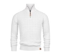 Indicode Herren INHector Strickpullover mit Stehkragen und Reißverschluss | Herren-Pulli Pullover Optical White, XL