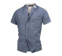 Indicode Herren INHelmer Kurzarm-Hemd mit Stehkragen | Herrenhemd Männerhemd Navy, XL