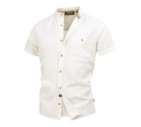 Indicode Hemd Kurzarm Herren Regular Fit Leinen weiß, S