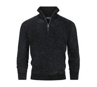 Indicode Herren INHunch Half Zip Grobstrickpullover mit Stehkragen und Reißverschluss | Strickpullover für Männer Black, XXL