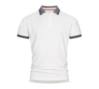 Indicode Herren INJamie Poloshirt aus 100% Baumwolle | Herrenpoloshirt Polokragen Baumwollshirt Offwhite, S