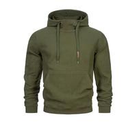 Indicode Herren INJody Sweatshirt mit Kapuze aus Baumwoll-Mix | Hoodie Kapuzenpullover Army L