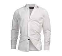 Indicode Herren INKamby Hemd einfarbig aus 97% Baumwolle | Herrenhemd für Männer Offwhite, L