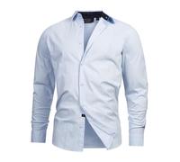 Indicode Herren INKamby Hemd einfarbig aus 97% Baumwolle | Herrenhemd für Männer Sky Way, XL