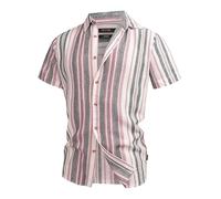 Indicode Herren INKiss Kurzarmhemd mit Kent-Kragen | Herrenhemd gestreift Kurzarm Hemd Brick Red, M