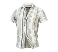 Indicode Herren INKiss Kurzarmhemd mit Kent-Kragen | Herrenhemd gestreift Kurzarm Hemd Deep Sea, L